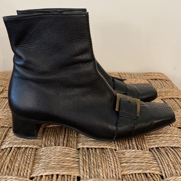 Paul Green black leather buckle booties boots made in Austria US 7 UK 4.5 - Picture 4 of 7